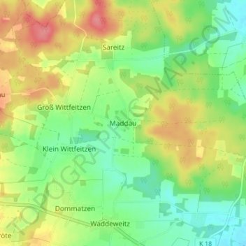 Carte topographique Maddau, altitude, relief