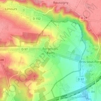 Carte topographique Forges-les-Bains, altitude, relief