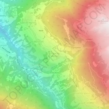 Carte topographique Trogne (St-Martin), altitude, relief