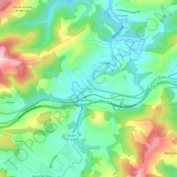 Carte topographique Beranga, altitude, relief