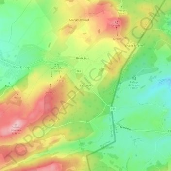 Carte topographique La Coupe, altitude, relief