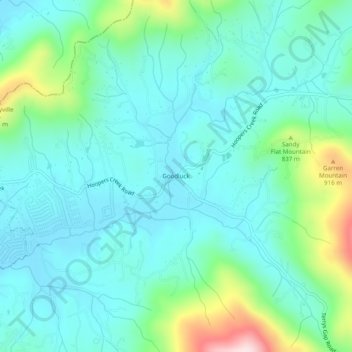 Carte topographique Goodluck, altitude, relief