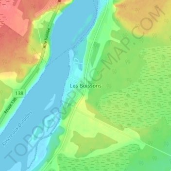Carte topographique Les Buissons, altitude, relief