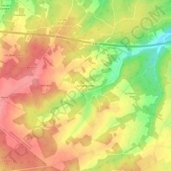 Carte topographique La Mahaudière, altitude, relief