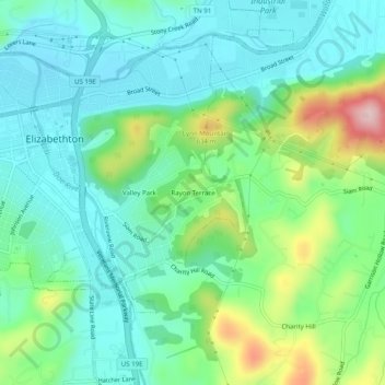 Carte topographique Rayon Terrace, altitude, relief