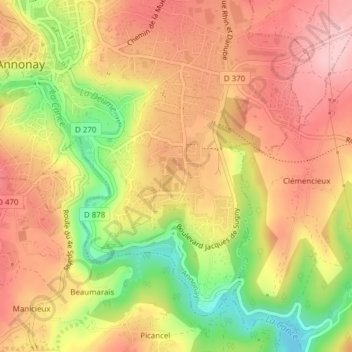 Carte topographique Vissenty, altitude, relief