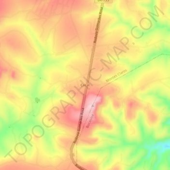 Carte topographique Cocal, altitude, relief