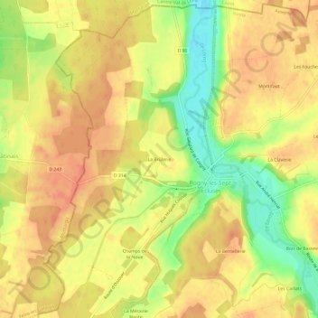 Carte topographique La Brûlerie, altitude, relief