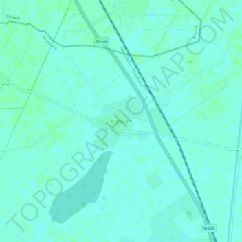 Carte topographique Kotwan, altitude, relief