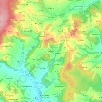 Carte topographique Gschnaid, altitude, relief