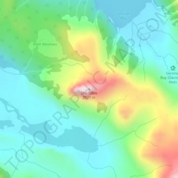Carte topographique The Table, altitude, relief