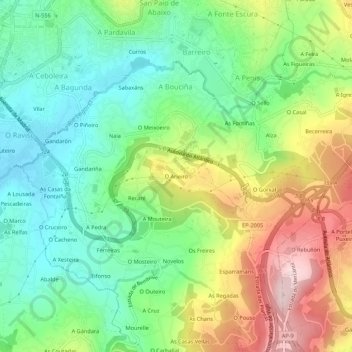 Carte topographique O Arieiro, altitude, relief