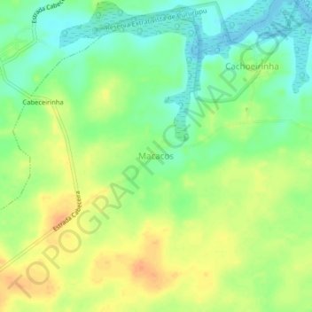 Carte topographique Macacos, altitude, relief