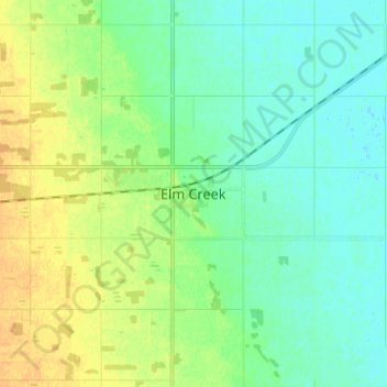 Carte topographique Elm Creek, altitude, relief