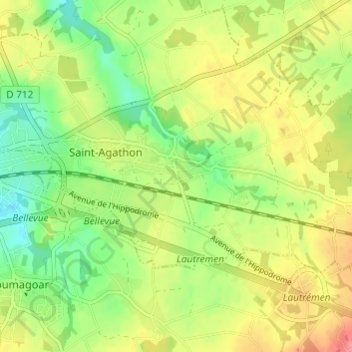 Carte topographique Hent Meur, altitude, relief