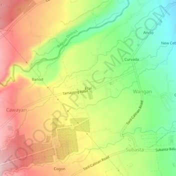 Carte topographique Ecal, altitude, relief