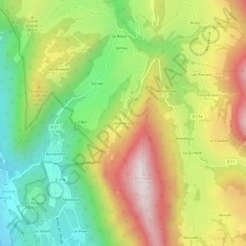 Carte topographique Montgelas, altitude, relief
