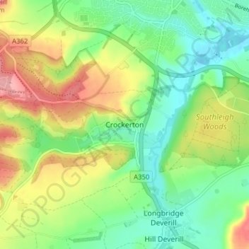 Carte topographique Crockerton, altitude, relief