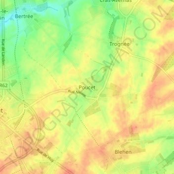 Carte topographique Poucet, altitude, relief