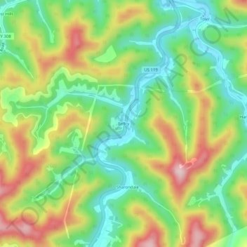Carte topographique Belfry, altitude, relief