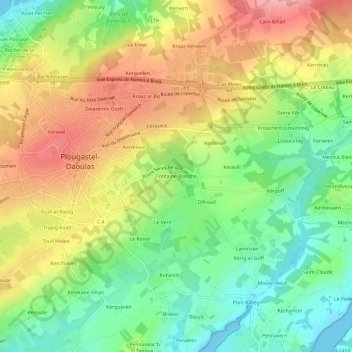 Carte topographique Fontaine Blanche, altitude, relief