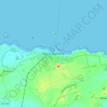 Carte topographique North Berwick, altitude, relief