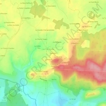 Carte topographique Bouvigny, altitude, relief