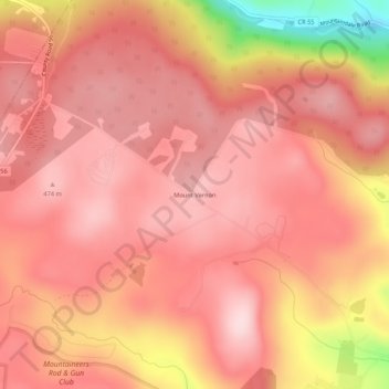 Carte topographique Mount Vernon, altitude, relief