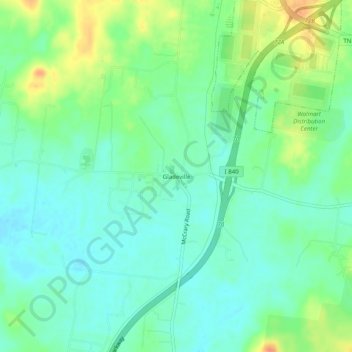 Carte topographique Gladeville, altitude, relief