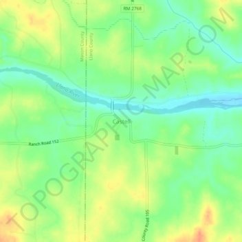 Carte topographique Castell, altitude, relief