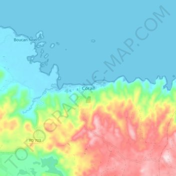 Carte topographique Corail, altitude, relief