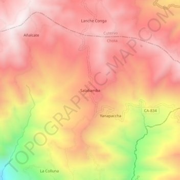 Carte topographique Salabamba, altitude, relief