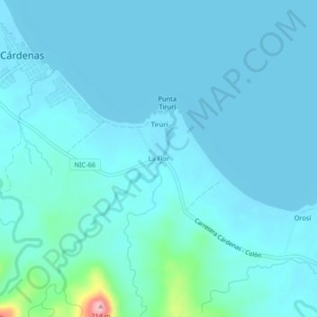 Carte topographique La Flor, altitude, relief