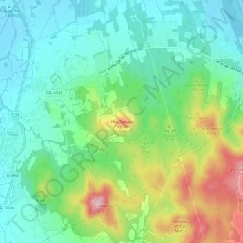 Carte topographique Mas Tomasi, altitude, relief