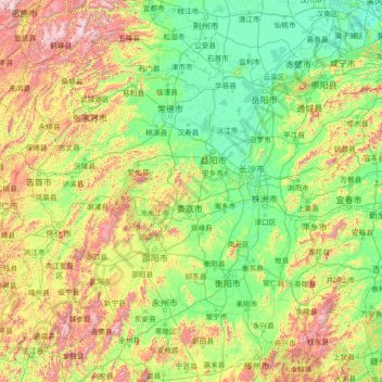 Carte topographique Hunan, altitude, relief