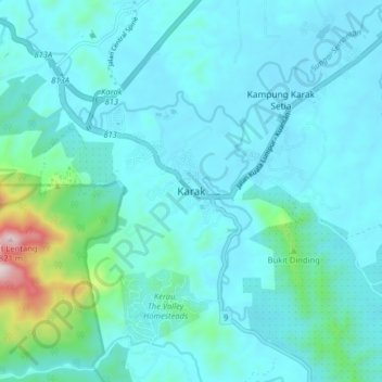 Carte topographique Karak, altitude, relief