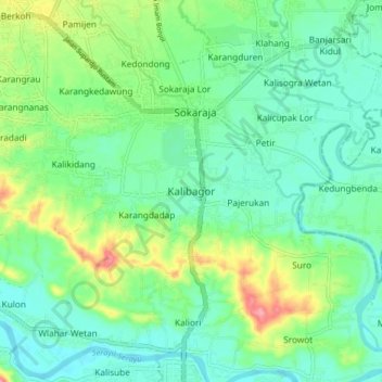 Carte topographique Kalibagor, altitude, relief