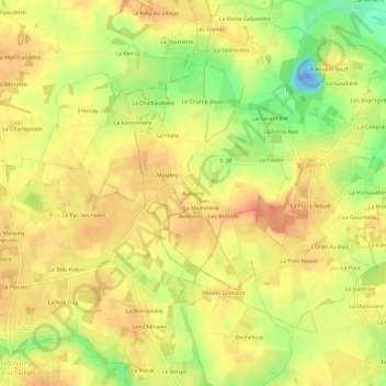 Carte topographique Aubigné, altitude, relief