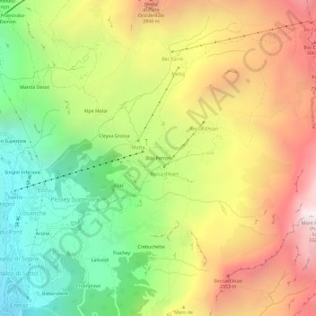 Carte topographique Illaz Perron, altitude, relief
