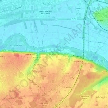 Carte topographique Rochehameau, altitude, relief