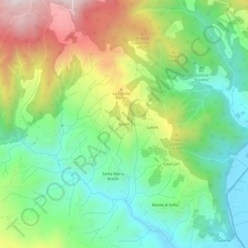 Carte topographique Acone, altitude, relief