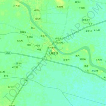 Carte topographique 北舞渡镇, altitude, relief