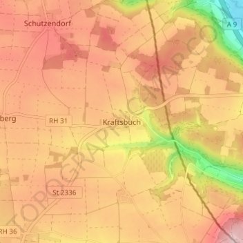 Carte topographique Kraftsbuch, altitude, relief