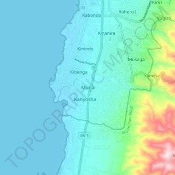 Carte topographique Muha, altitude, relief