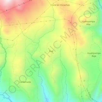 Carte topographique Tual, altitude, relief