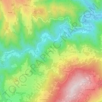 Carte topographique Malfrait, altitude, relief