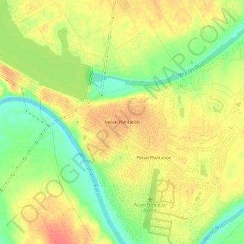 Carte topographique Pecan Plantation, altitude, relief