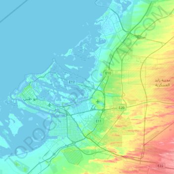 Carte topographique Yas Island, altitude, relief