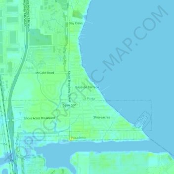 Carte topographique Bayside Terrace, altitude, relief