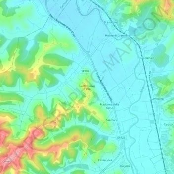 Carte topographique Castelnuovo d'Elsa, altitude, relief